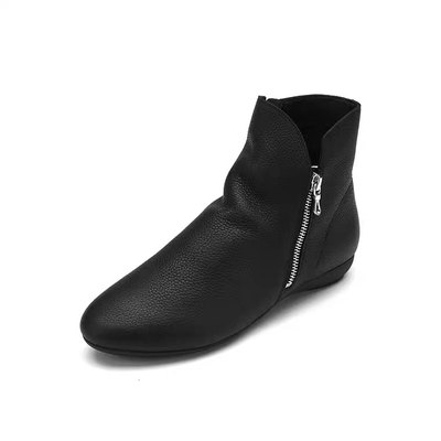 雅氏 5PQ2 2021秋季新款几何线条拉链装饰百搭脚踝靴女