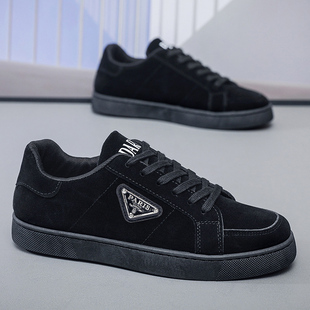 男鞋潮牌高级感痞帅鞋子百搭时尚运动全黑色休闲板鞋社会鞋子潮鞋
