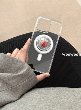 小众简约高清透明磁吸手机壳红苹果支架适用iphone17ProMax苹果16手机壳14新款15女13