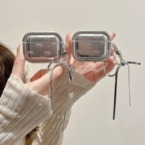 小众ins电镀蝴蝶结挂件适用airpods pro保护套airpods4/3/2代苹果无线蓝牙耳机壳