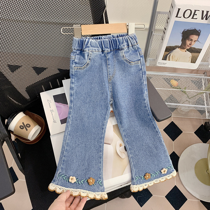 女童裤子春秋款2026新款宝宝花边长裤小童春装儿童牛仔喇叭裤,童装/婴儿装/亲子装,儿童牛仔裤,淘宝优惠券,粉丝福利购,淘宝优惠卷