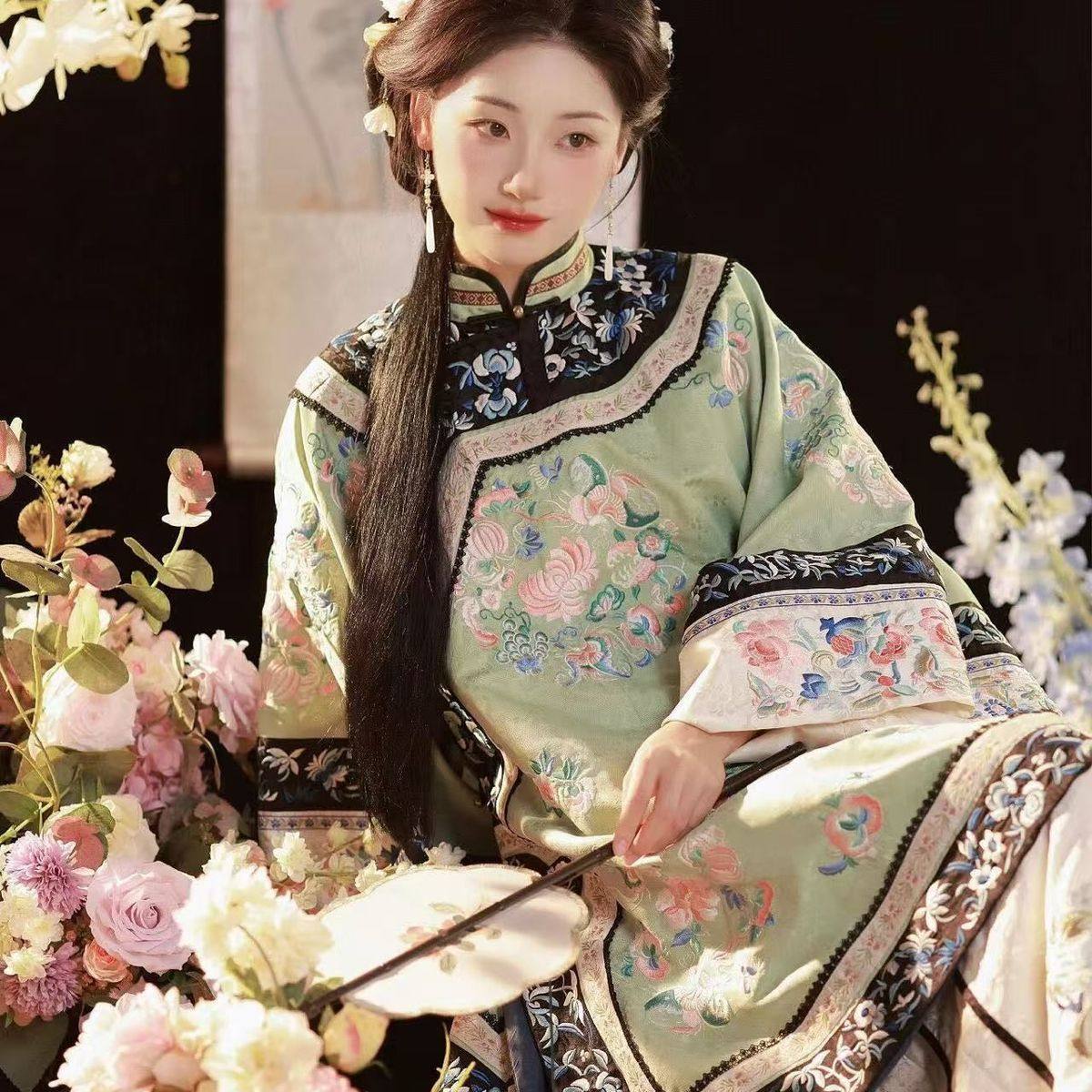 两件套新款汉服款古风紫色日常清代晚清晋商少奶奶马面裙上衣格格图片