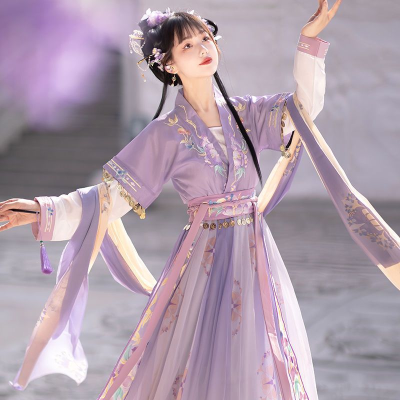 【拂铃花绣花原创汉服女唐制齐腰唐褙子襦裙中国风日常春夏款
