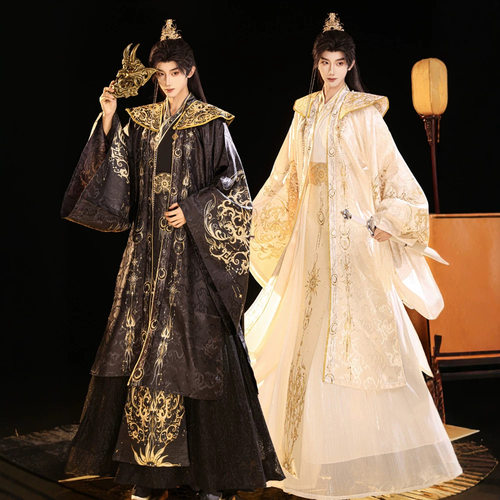 影视古装秦汉魏晋男汉服皇帝世子大祭司服提花缎元旦年会帝君古装