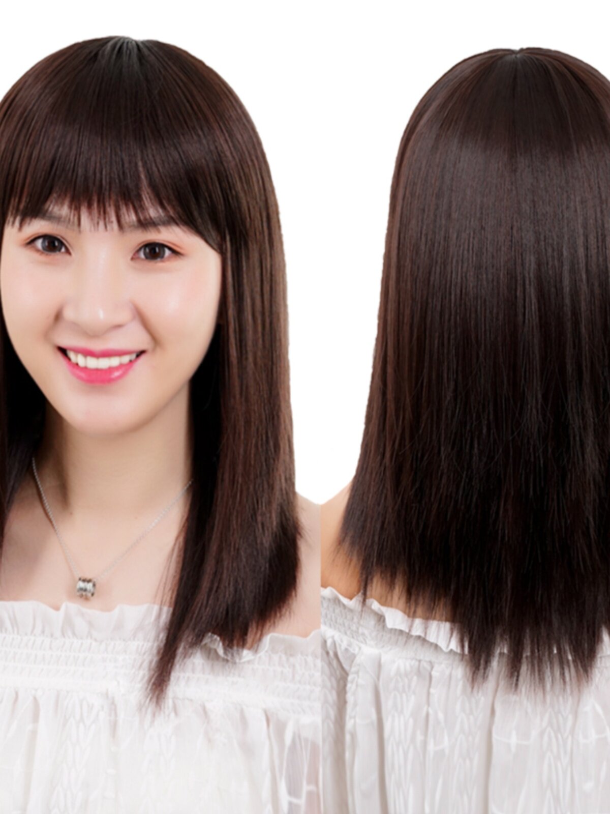 新品假发女发全长头2023新款套时尚黑色长发假发套光中头真发可扎