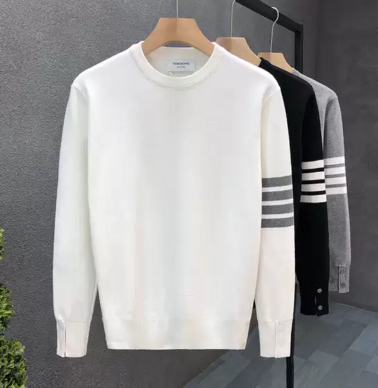 Fall Winter Crew Neck Sweater Men Streetwear Stylish Base Layer Knit Top 2025 New Hot Selling Men's White Knitwear