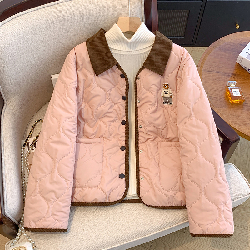 韩版加绒棉服女秋冬季宽松小个子夹棉加厚短款棉袄休闲棉衣外套