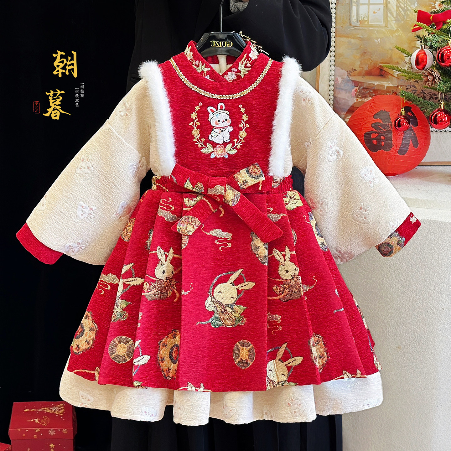 女童红色唐装冬季加绒加厚假两件新中式汉服连衣裙儿童新年拜年服,童装/婴儿装/亲子装,汉服,淘宝优惠券,粉丝福利购,淘宝优惠卷