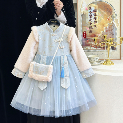 女童汉服古装超仙冬季唐装连衣裙