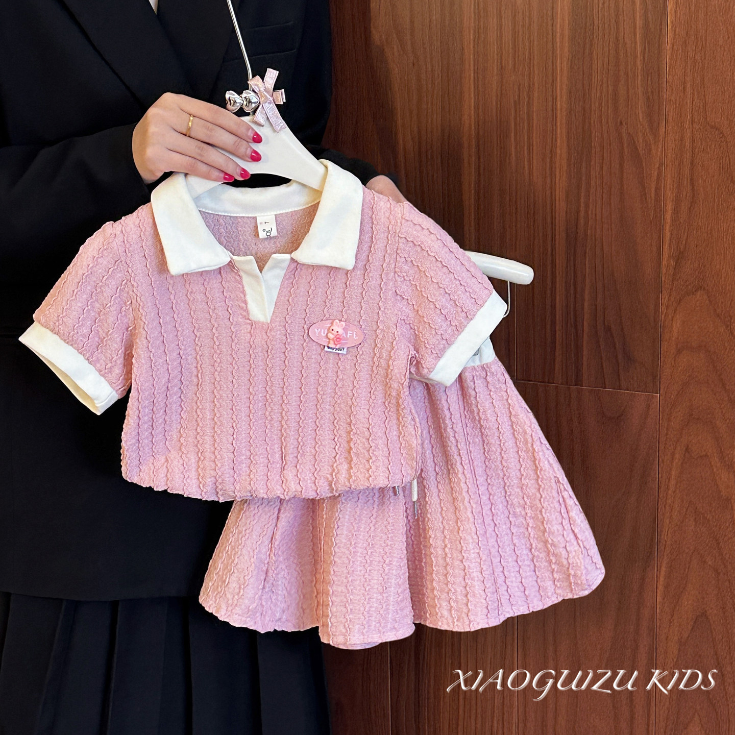 女童套装夏季2026新款女宝Polo领上衣运动裤儿童可爱运动风两件套