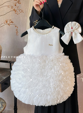 高端女童公主裙夏季宝宝一周岁蛋糕裙白色礼服裙子儿童tutu连衣裙