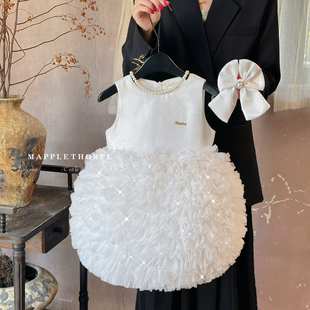 高端女童公主裙夏季宝宝一周岁蛋糕裙白色礼服裙子儿童tutu连衣裙