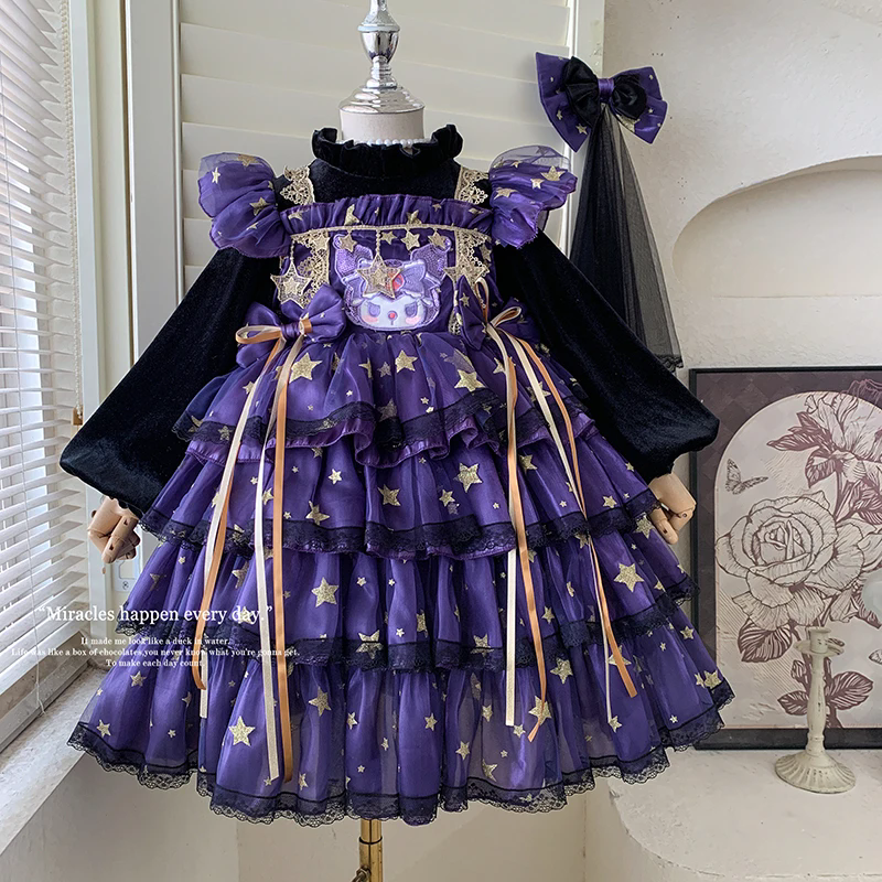 女童库洛米公主裙冬装洋气小女孩洛丽塔蓬蓬裙儿童洋装生日连衣裙