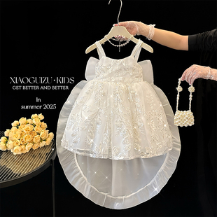 高端八音盒女童公主裙夏季洋气宝宝生日连衣裙主持人晚礼服蓬蓬裙