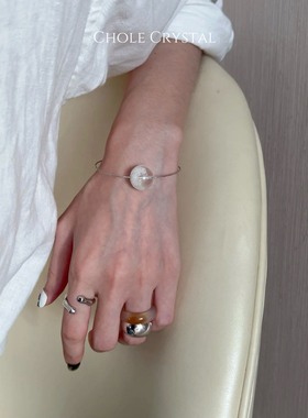 [创意疗愈]天然925银白雪花幽灵水晶手链女手串招财礼物