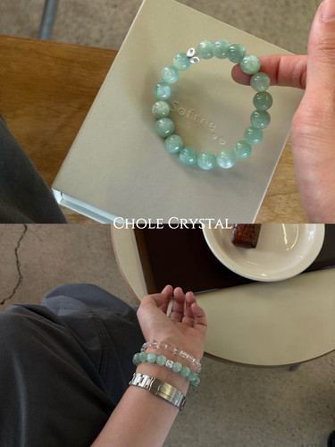 天然高品手工串珠蓝绿祖母晶925纯银方珠设计手串高级感闺蜜手链