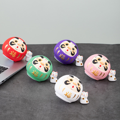 创意日式卡通可爱陶瓷招财猫存钱罐送朋友送女友迷你素陶无釉摆件