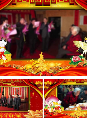 H06会声会影祝寿贺寿视频模板老人生日寿辰庆典开场寿诞做寿祝福