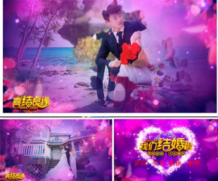 R22会声会影婚礼婚庆迎宾开场片头模板结婚庆典视频玫瑰花婚礼片