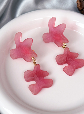 中古法产小众品牌打标纹理感晕染树脂耳夹