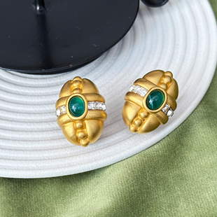 中古正品G*iven*chy纪家云纹琉璃雾金耳夹