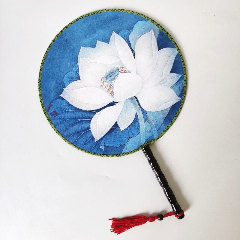 双面青花瓷团扇正圆古典知否舞蹈道具扇子荷花扇风筝误走秀圆扇子