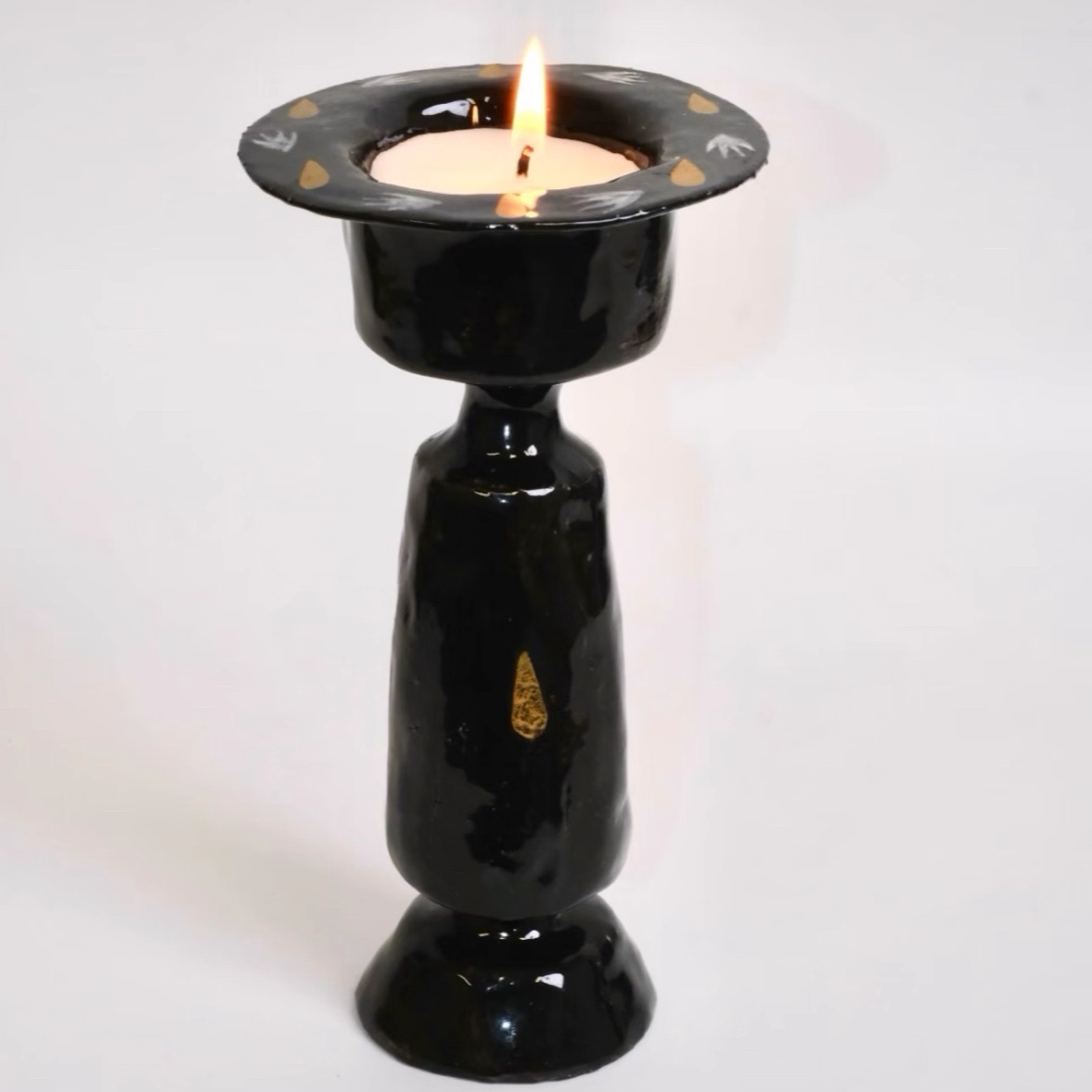 燕子呢喃·原创设计手工陶瓷复古描真金香薰烛台礼物