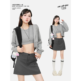 韩系今年流行ootd休闲运动穿搭一整套装 连帽卫衣外套女款 早秋新款