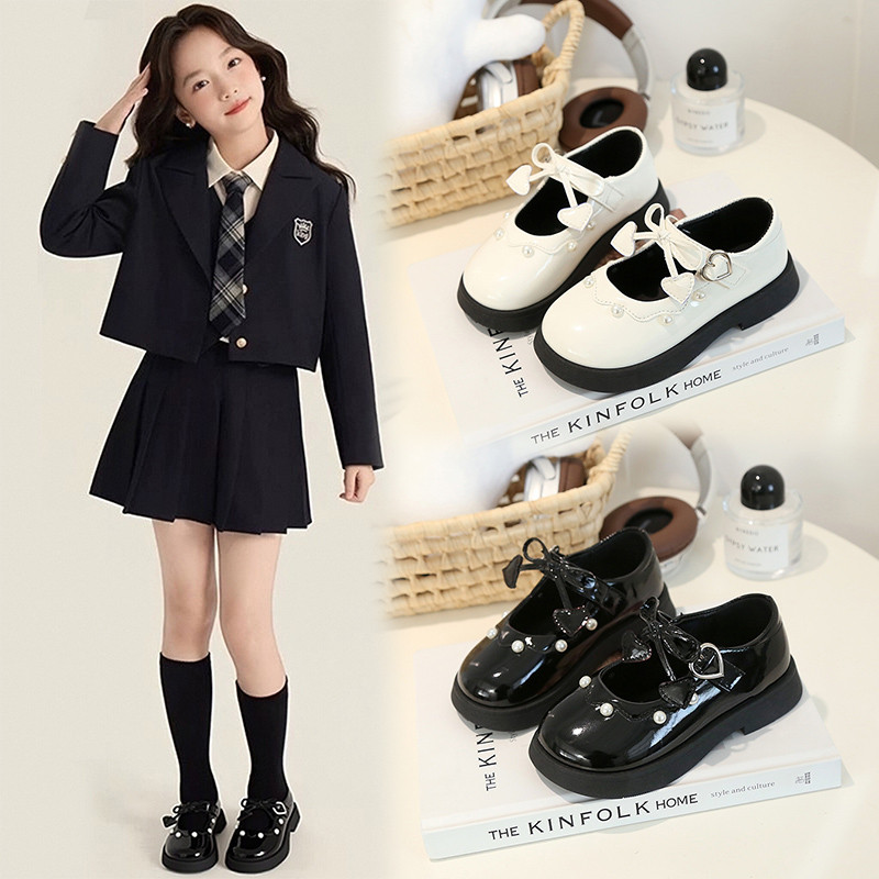 儿童小皮鞋配礼服黑色女童鞋子白色皮鞋软底女宝单鞋小女孩公主鞋