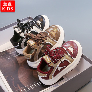 儿童板鞋秋季男童鞋子2025新款春秋款女童运动鞋系鞋带小孩休闲鞋