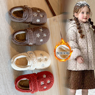 儿童鞋子加绒女童棉鞋冬天软底宝宝保暖鞋小女孩冬季毛毛鞋女童鞋