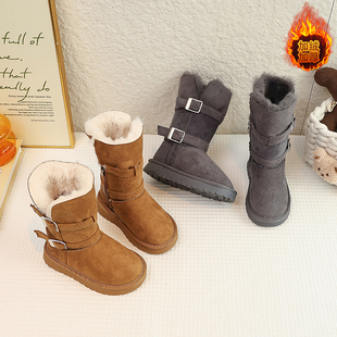 东北大棉鞋儿童雪地靴厚底哈尔滨旅游保暖鞋女童靴子加绒加厚棉靴