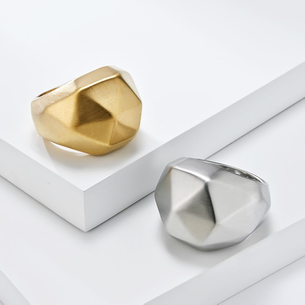 极简素戒INS欧美夸张几何切割钛钢戒指男女高级感轻奢气质手饰品