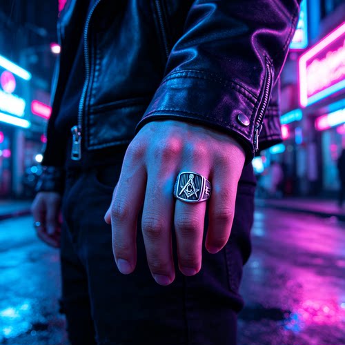 punkelements男士金属徽章戒指