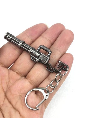 65mm 迷你加特林机枪模型合金钥匙扣挂件小玩具挂饰收藏礼物配饰