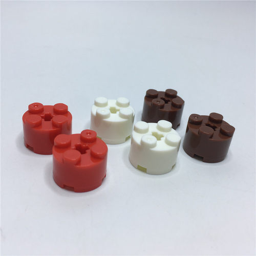 国产6143小颗粒圆柱砖积木散件2x2带孔圆形 拼装DIY玩具零配件