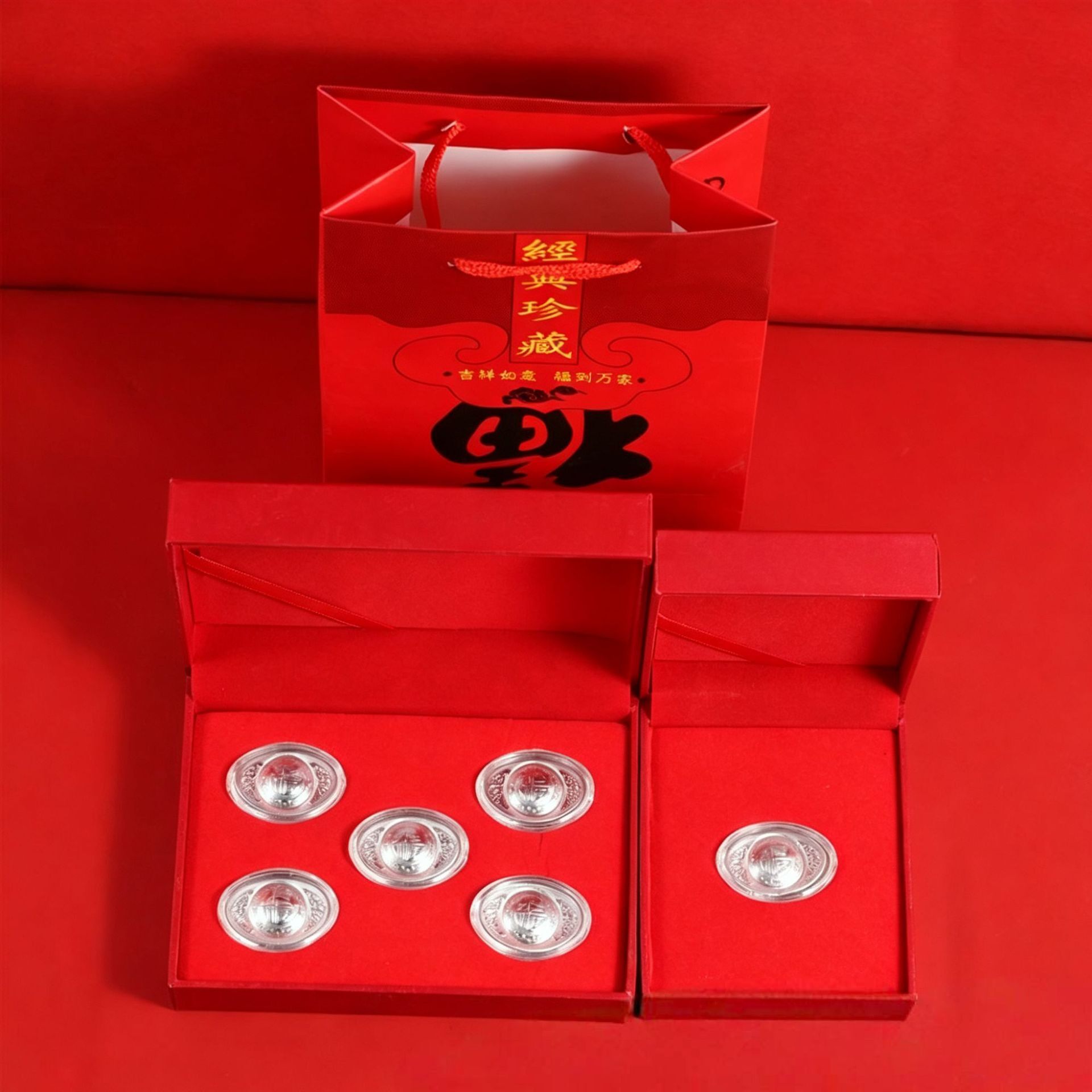 足银999银元宝套装摆件0.2g
