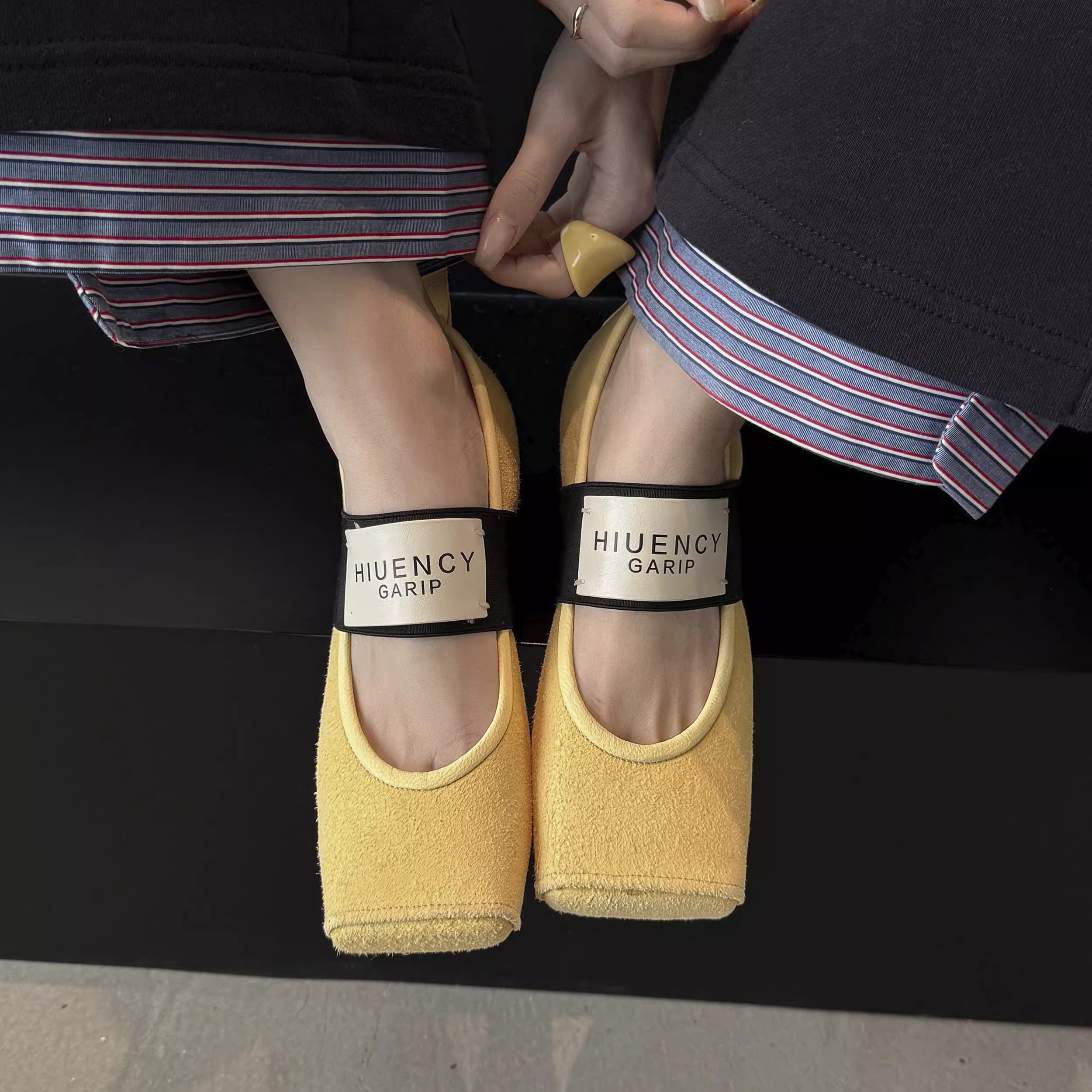 低跟芭蕾舞鞋松紧带黄色瓢鞋奶奶鞋真皮单鞋女内增高平底方头女鞋,女鞋,玛丽珍鞋,淘宝优惠券,粉丝福利购,淘宝优惠卷