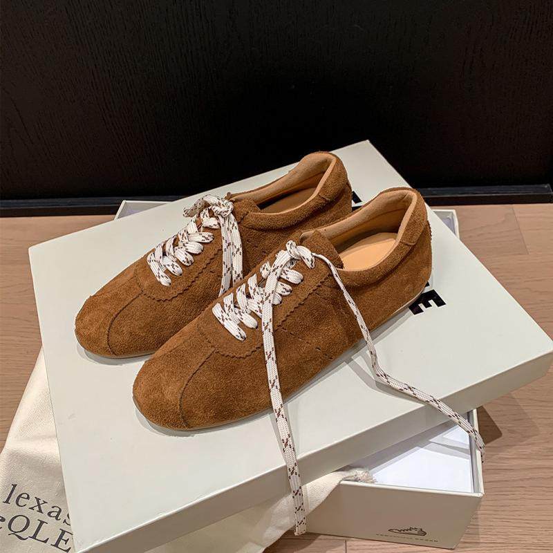 棕色阿甘鞋系带圆头百搭乐福鞋