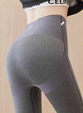 卡卡兔毛绒鲨鱼裤女外腹提臀裤穿收秋冬悬浮塑形瑜伽芭打底裤袜1