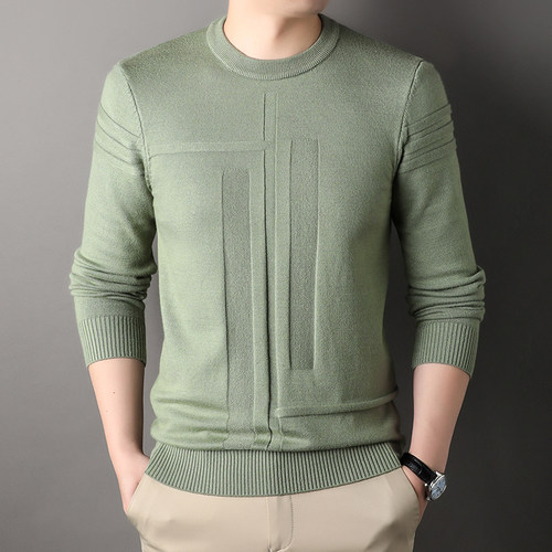 濮院新款秋冬季保暖男士羊毛衫中老年高档休闲圆领针织衫爸爸装
