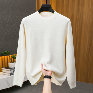 100%纯羊毛衫冬季加绒加厚毛衣男款长袖圆领针织打底衫毛衣羊绒衫