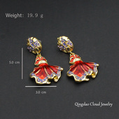 饰品简约大气设计复古耳饰优雅小众珐琅 1001 1050中古风新款 耳钉