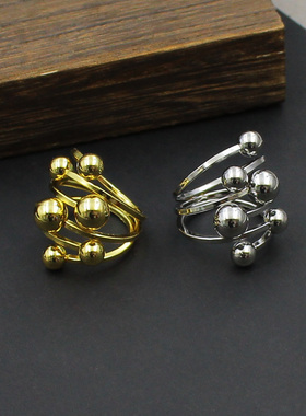 青岛外贸饰品重工款个性朋克风戒圈时尚夸张复古不规则可调节戒指