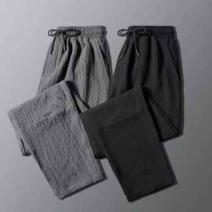 春夏季 装 薄款 冰丝秋天长裤 运动裤 蚂蚁休闲裤 宽松直筒韩版 男 子男士