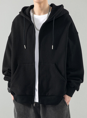 日系拉链卫衣男港风早秋季潮流开衫上衣韩版潮流宽松冬季休闲外套