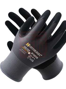 INXS/赛立特N10530尼龙手套13针灰色针织掌浸黑色磨砂通用手套