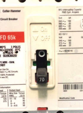 Cutler-Hammer 塑壳断路器HFD 65K HFD3070 70 A