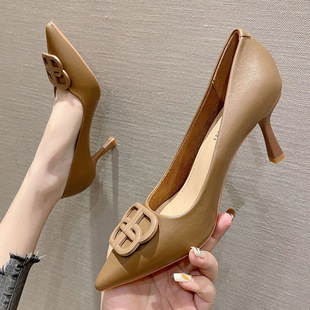 775-80 定制舒适漆皮绸缎细跟鞋2025春季新款尖头订制惠东女鞋潮