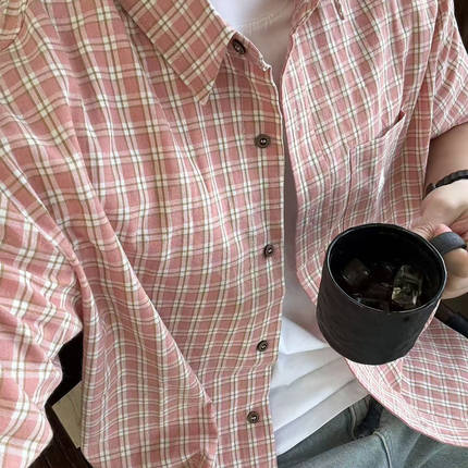 22TREE原创美式街头复古图案宽松翻领短袖衬衫休闲宽松垂感潮流